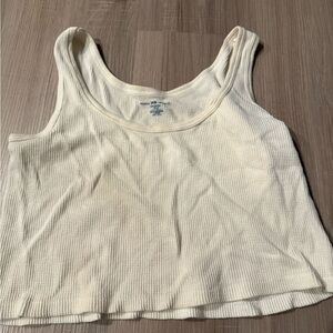 Brandy Melville Off-White Ribbed Tank Top